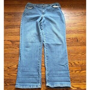 Style and Co Mom Jeans Women's 16 Light Wash Blue Denim Stretch Vintage Straight